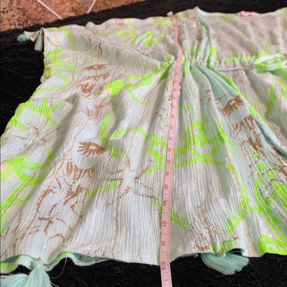 TROPICAL GLAMOUR | RANEES Printed Cover-Up Robe - Green & Blue S/M - Picture 8 of 10